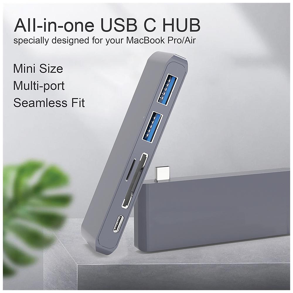 USB C Multiport Hub Card Reader USB C To 2x USB A USB C SD MicroSD