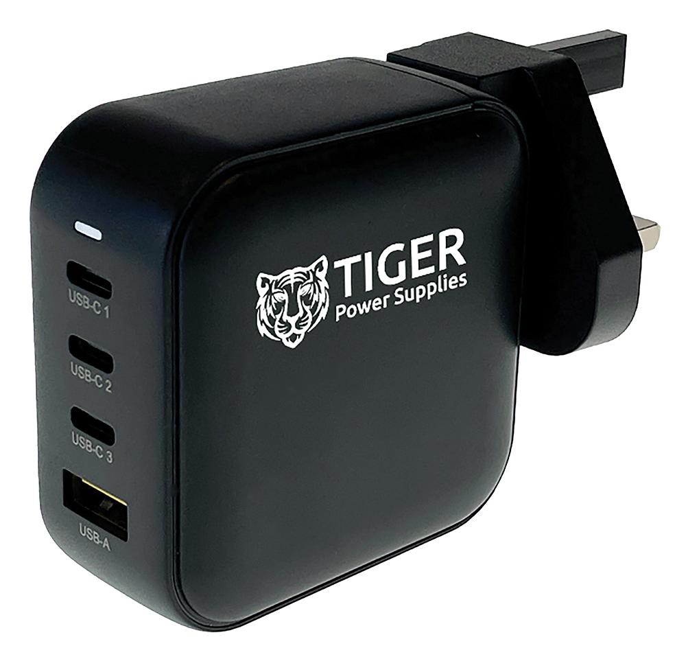 USB C PD GaN Fast Charger 4 Port 3x USB C Tiger Power Supplies CPC