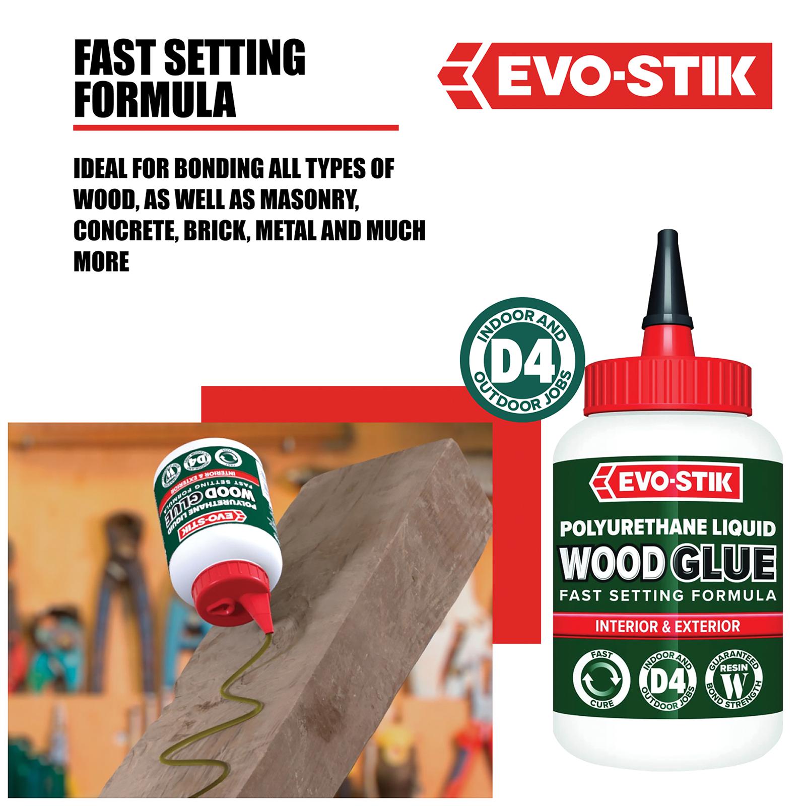 Polyurethane Interior Exterior Liquid Wood Glue 500ml Evo Stik CPC