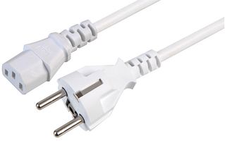 Schuko Plug To Iec C Socket Mains Lead M White Pro Elec Cpc