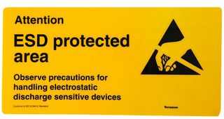 ESD Protected Area Sign Self Adhesive 150 X 300mm Vermason CPC