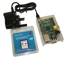 Kit Contents:Raspberry Pi Rev B, 8GB SD Card with NOOBS OS, Clear Plastic Case, 5V 1A micro-USB PSU; No. of Bits:-