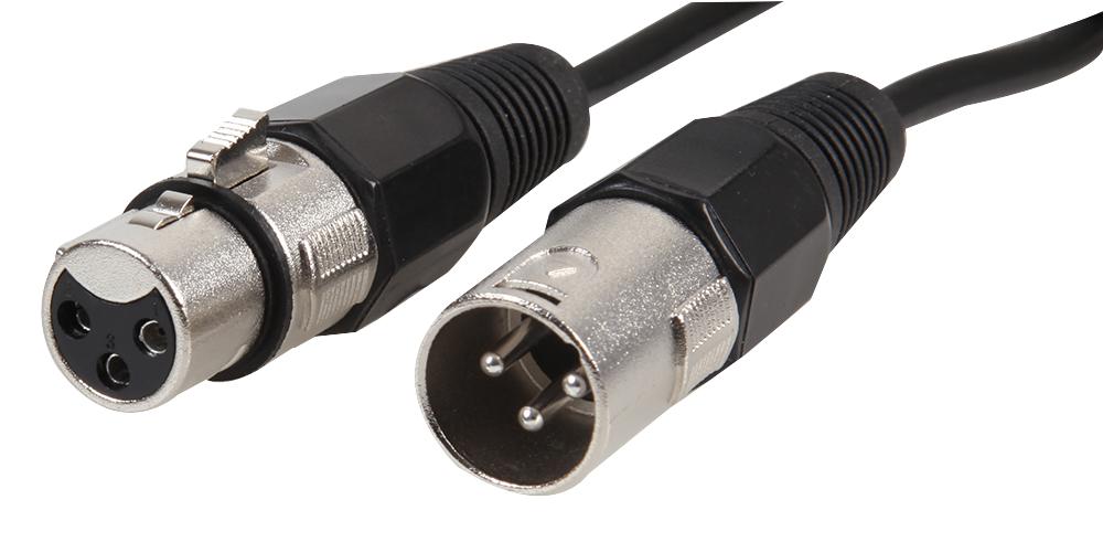 3 Pin XLR Male to XLR Female Microphone Lead, 5m Nickel - Pro Signal | CPC