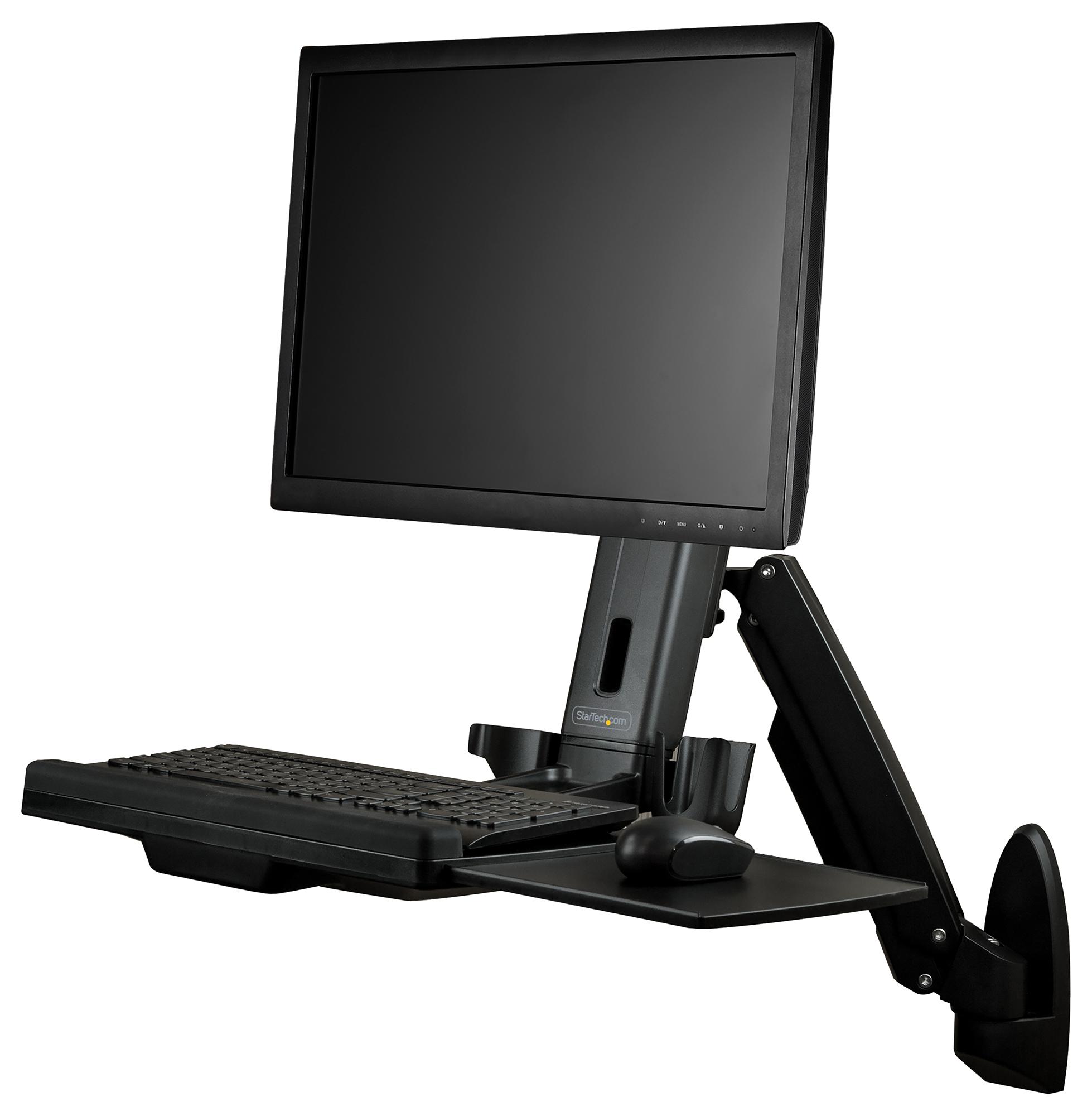 Wall Mount Standing Workstation with Full Motion Arm and Monitor