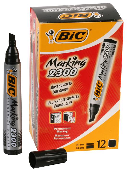 Chisel Tip 2300 Bic Permanent Black Marker Pen