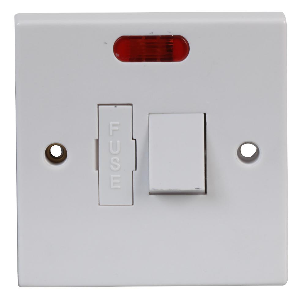 Fused Connection Unit, White, Switched with Neon Indicator - Pro Elec | CPC