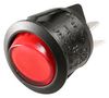 R13-244B-02-BR-0A - Round Rocker Switch, DPST, Illuminated - Red, Black