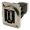 CP30209NM3 CP30209NM3 - USB B 2.0 Socket to USB A 2.0 Socket Feedthrough Connector, Metal, Silver, Plain Holes
