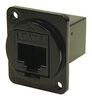 CP30222M3B CP30222M3B - RJ45 Cat6 Socket to RJ45 Cat6 Socket Feedthrough Connector, Metal, Black, Plain Holes