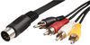 PSG00908 - 5 Pin 180 Degree DIN Male to 4x Phono (RCA) Male Lead, 1.2m Black