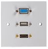 PELR0110 PELR0110 - 1 Gang Multimedia Plug and Play Wallplate with HDMI Socket, VGA Socket and USB A Socket