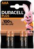 DURACELL PLUS POWER AAA 4PK - Plus Power AAA Alkaline Batteries, 4 Pack