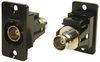 CP30638MB - Slim Feedthrough BNC Socket to BNC Socket Panel Mount Connector, 75 Ohm, Black, Metal Frame, CSK Holes
