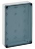 106-011 - IP66 Polystyrene Enclosure with Metric Knockouts and Transparent Lid - 254x180x63mm