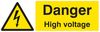 24009G - Danger High Voltage - Self Adhesive Sign - 100mm x 300mm