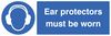 25023M - Ear Protectors Must Be Worn - Self Adhesive Sign - 200mm x 600mm