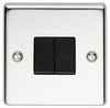 VX1040PSBK - 2 Gang 2 Way 10AX Light Switch, Polished Chrome / Black