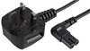 PEL00519 - UK Mains Plug with 3A Fuse to Right Angled Figure 8 (C7) Mains Lead, 3m Black