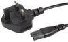 PEL00811 PEL00811 - UK Mains Plug with 3A Fuse to C7 Lead, Black, 2m
