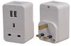 PELB1204 - UK Pass-Through Mains Adaptor with 2x USB, 12W, 250V, 13A