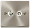 VPSC157WH VPSC157WH - Isolated Satellite & Coaxial Sockets, 2 Gang, Satin Chrome