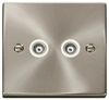 VPSC159WH VPSC159WH - Isolated Coaxial Socket, 2 Gang, Satin Chrome