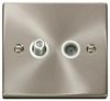 VPSC170WH VPSC170WH - Non-Isolated Satellite & Coaxial Sockets, 2 Gang, Satin Chrome