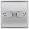 NBS82-01 - Dimmer Switch, 2 Gang, 2 Way, 200W, Brushed Steel
