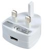 PEL00459 - USB Mains Charger, 1 Port, 1x USB A, 6W, White