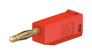 22.1004 + 22.2030-22 - 2mm Stackable Banana Plug, 10A, 60V, Red, 5 Pack