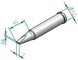 0102CDLF20/SB - Soldering Iron Tip, Chisel, 2mm