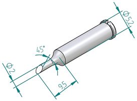 0102ADLF20/SB - Soldering Iron Tip, Angled, 2mm