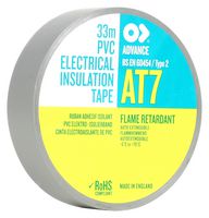 AT7 GREY 33M X 19MM - Electrical Insulation Tape, 19mm x 33m, Green, Grey