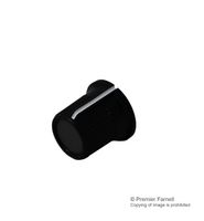 CP-LB16-5-6D - 16mm Instrument Knob, Black with Red Top, 6mm Round Shaft