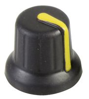 CR-BA-2C6-180D - Knob, 15.7mm, 'D', Black, Yellow Line