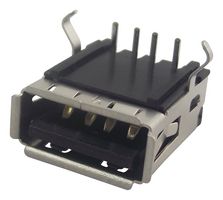 67643-0910. - Universal Serial Bus (USB) Shielded I/O Receptacle, Right Angle, Type A, PCB Thickness 1.6mm