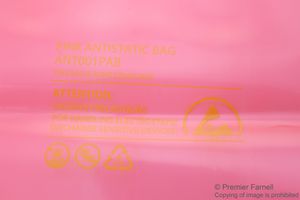 001-0014 - Pink Anti-Static Heat Seal ESD-Safe Bag, 203mm x 254mm, x100