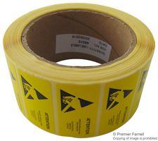 055-0002 - 25mm x 50mm ESD Warning Self Adhesive Labels, Black/Yellow, x1000