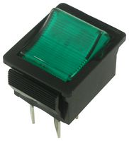 C1553VQNAL - Green Illuminated Rocker Switch, On Off, DPST, 250V AC, 16A