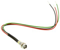 606-2415-110F - Multicolour Panel Indicators, Green, Red, 6 mm, R 10mA, G 10mA, R 2V, G 2V, R 35mcd, G 18mcd