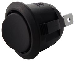 R13-112F-02-BB-0A - Rocker Switch, Off / (On), SPST, Momentary, Black, 250V AC, 10A