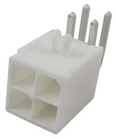 39-30-0040 - Mini-Fit Jr. Header, 2 Row, Right Angle, with Snap-in Plastic Peg PCB Lock, 4 Way