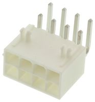 39-30-0080 - Mini-Fit Jr. Header, 2 Row, Right Angle, with Snap-in Plastic Peg PCB Lock, 8 Way