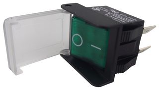 C1353AHNAB - Switch, Rocker, DPST, with Cover, Green, Illuminated