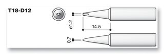 T18-D12 - Soldering Tip, Chisel, 1.2mm