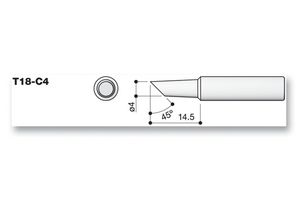 T18-C4 - Soldering Tip, Bevel, 4mm