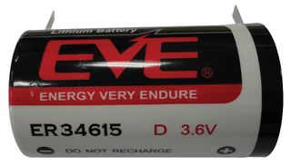 ER34615T - D 19Ah 3.6V Lithium Thionyl Chloride Battery, Solder Tagged