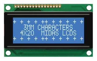 MC42004A6W-BNMLW-V2 - LCD Display Module, 20 x 4, White on Blue, 5V, Parallel, BSTN, Transmissive