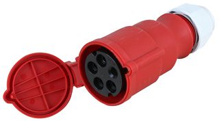 304-TLS - 32A, 415V, Cable Mount Multi-Grip CEE Socket, 3P+N+E, Red, IP44