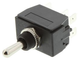 MCR13-448K-1-01 - Toggle Switch, (On)-Off-(On), DPDT, Panel Mount, Momentary, 1A